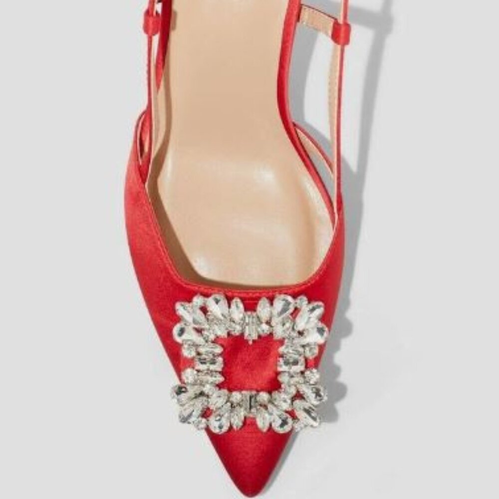 Target Annette Womens Slingback Heels A New Day RED Rhinestone Si…